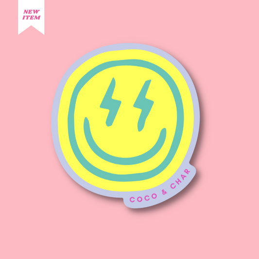 Lightning Bolt Smiley | Vinyl Sticker